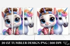 Cute Baby Unicorn Posing as Johny Bravo Watercolor | 20 oz Product Image 1