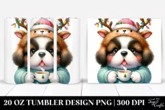 Watercolor Saint Bernard with Reindeer Horns, Transparent 20 Product Image 1