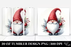 Christmas Gnome in Watercolor, Transparent 20 Oz Tumbler Product Image 1