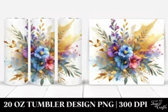 Vibrant Bouquet Abstract with Gold Foil | 20 oz Tumbler Product Image 1