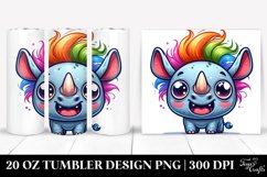 Colorful Baby Rhino Cartoon | 20 Oz Tumbler Product Image 1