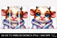 Small Vibrant Watercolor Baby Cow in Bath Robe | 20 Oz Product Image 1