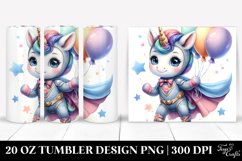 Baby Unicorn Hero with Balloons | 20 Oz Tumbler Product Image 1