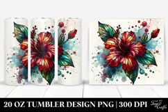 Abstract Wooden Hibiscus Stained | 20 Oz Tumbler Product Image 1