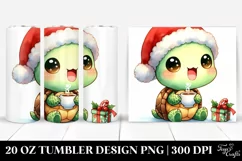 Watercolor Turtle with Santa Hat, Transparent 20 Oz Tumbler Product Image 1