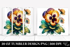 20 Oz Tumbler Sublimation | Wooden Stained Pansy Product Image 1