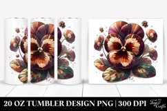 20 Oz Tumbler Sublimation | Wooden Stained Pansy Product Image 1