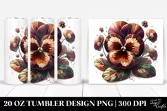 20 Oz Tumbler Sublimation | Wooden Stained Pansy Product Image 1