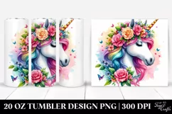 Floral Unicorn Wreath, Style | 20 oz Tumbler Product Image 1