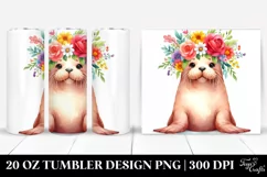 Cartoon Walrus Flower Crown | 20 oz Tumbler Product Image 1
