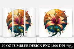 Abstract Stained Lily Watercolor | 20 oz Tumbler Product Image 1