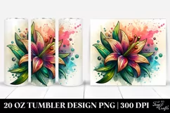 Abstract Stained Lily Watercolor | 20 oz Tumbler Product Image 1