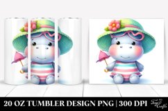 Cute Baby Hippo Watercolor | 20 oz Tumbler Product Image 1
