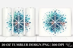 Vibrant Christmas Snowflake Watercolor | 20 oz Tumbler Product Image 1