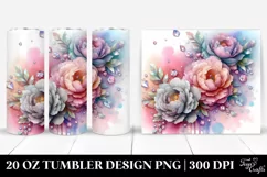 Pastel Peonies with Diamonds | 20 oz Tumbler Product Image 1