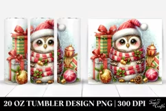 Cute Owl with Christmas Presents, 20 Oz Tumbler Product Image 1