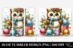 Cute Owl with Christmas Presents, 20 Oz Tumbler Product Image 1