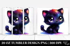 Cute Baby Black Cat Drawing | 20 oz Tumbler Product Image 1