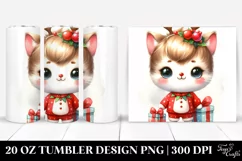 Watercolor Kitten with Reindeer Horns, Transparent 20 Oz Product Image 1