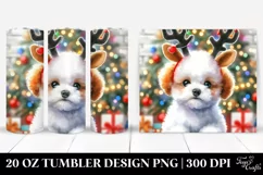 Watercolor Bichon Frise with Reindeer Horns, Transparent 20 Product Image 1
