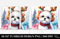 Watercolor Bichon Frise with Reindeer Horns, Transparent 20 Product Image 1