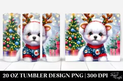 Watercolor Bichon Frise with Reindeer Horns, Transparent 20 Product Image 1