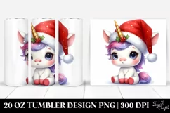 Cute Unicorn with Santa Hat 20 Oz Tumbler Product Image 1