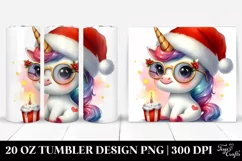 Cute Unicorn with Santa Hat 20 Oz Tumbler Product Image 1