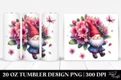 Cute Gnome with Large Rhododendron | 20 Oz Tumbler Product Image 1