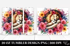 Colorful Watercolor Lion Sleeping in a Flower | 20 Oz Product Image 1
