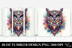 Abstract Vibrant Watercolor Owl | 20 oz Tumbler Product Image 1