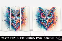 Abstract Vibrant Watercolor Owl | 20 oz Tumbler Product Image 1