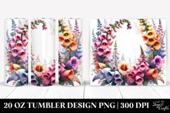 20 Oz Tumbler Sublimation | Vibrant Foxglove Watercolor Product Image 1