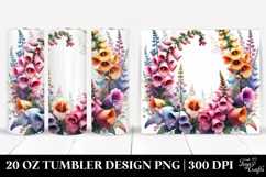 20 Oz Tumbler Sublimation | Vibrant Foxglove Watercolor Product Image 1