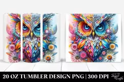 Abstract Owl Diamonds Flowers. 20 Oz Tumbler Design Product Image 1