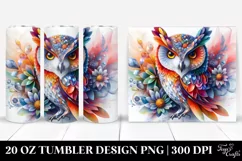 Abstract Owl Diamonds Flowers. 20 Oz Tumbler Design Product Image 1