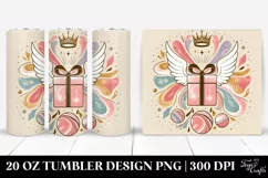 Colorful Marble Gift Box with Wings Clipart Product Image 1