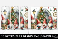 Cute Watercolor Gnomes by Christmas Tree Clipart Product Image 1
