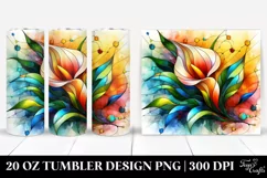 Colorful Stained with Calla Lily 20 Oz Tumbler Product Image 1