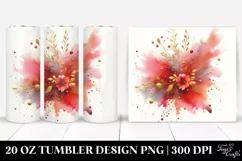 Colorful Redish Watercolor Splash 20 Oz Tumbler Product Image 1