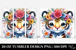 Vibrant Tiger Flower Crown | 20 oz Tumbler Product Image 1