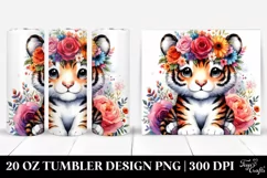 Vibrant Tiger Flower Crown | 20 oz Tumbler Product Image 1