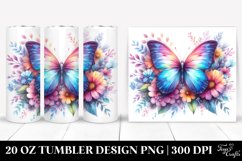 Vibrant Butterfly Flowers. 20 Oz Tumbler Design Product Image 1
