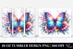 Vibrant Butterfly Flowers. 20 Oz Tumbler Design Product Image 1