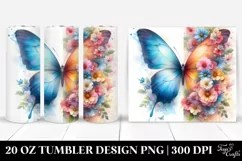 Vibrant Butterfly Flowers. 20 Oz Tumbler Design Product Image 1