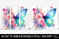 Vibrant Butterfly Flowers. 20 Oz Tumbler Design Product Image 1