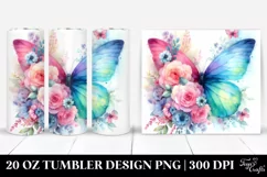 Vibrant Butterfly Flowers. 20 Oz Tumbler Design Product Image 1