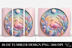 3D Embossed Flamingo Clipart 20 Oz Tumbler Product Image 1