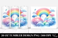 Colorful Pastel Rainbow with Clouds | 20 oz Tumbler Product Image 1