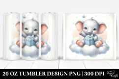 Retro Baby Elephant Cloud | 20 oz Tumbler Product Image 1
